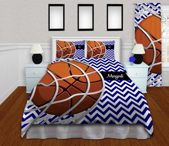 Basketball duvet bedding cover blue chevron twin size