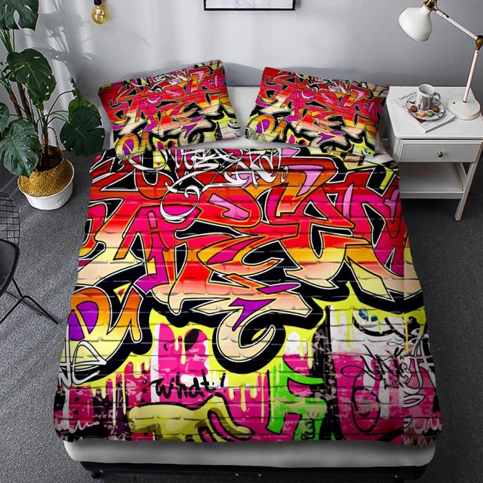 Bedding duvet pillow shams twin sizes queen king cover set graffiti urban