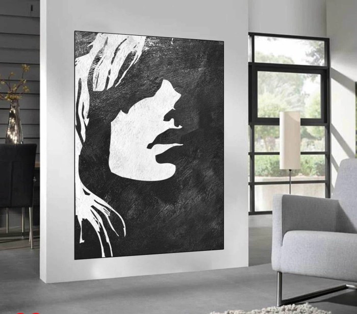 Tableau visage noir et blanc