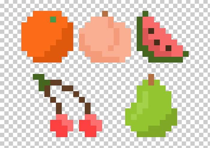 Pixel art kawaii fruit