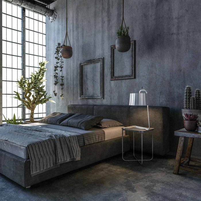 Chambre style loft industriel