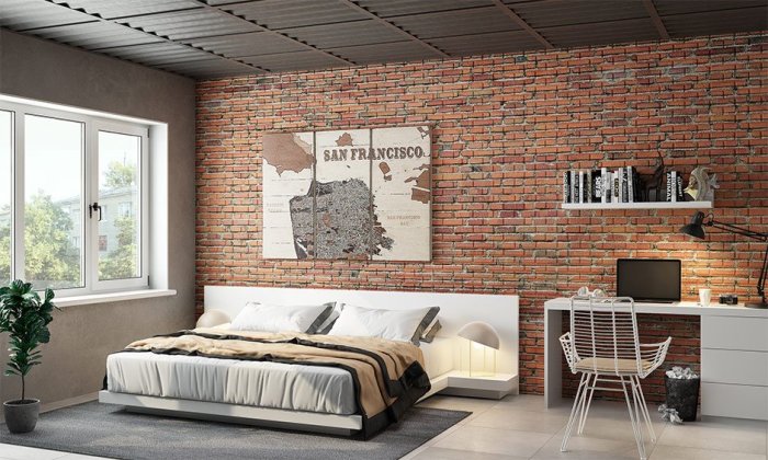 Chambre style loft industriel