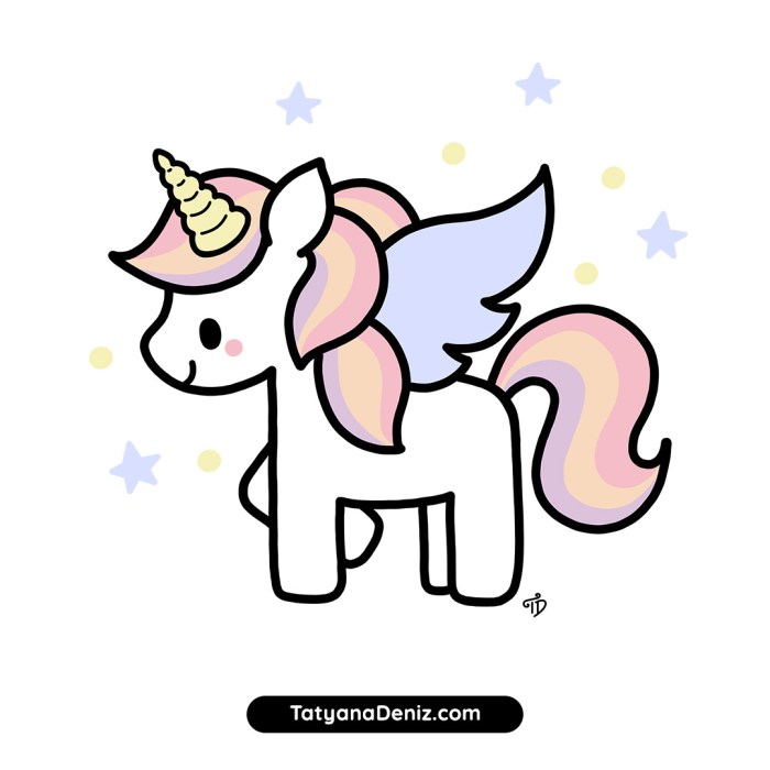 Dessin kawaii licorne a imprimer