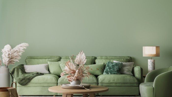 Chambre vert anis et taupe