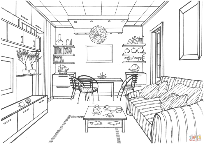 Coloriage maison interieur