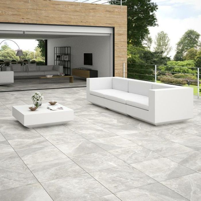 Carrelage exterieur imitation bois gris