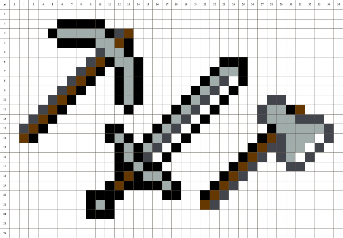 Pixel art minecraft a imprimer