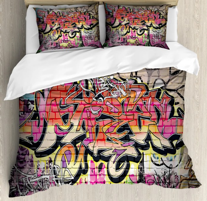 Pillow shams duvet bedding twin sizes queen king cover set graffiti urban