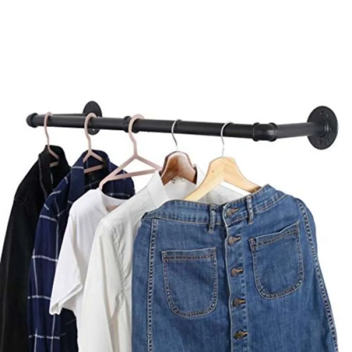 Rack clothes hanger wall hanging clothing pipe mounted coat rod industrial storage inch