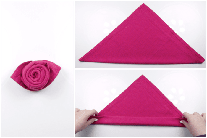 Pliage de serviette en papier bouton de rose