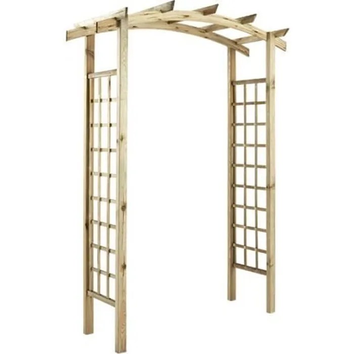 Pergola double arc et bacs en bois