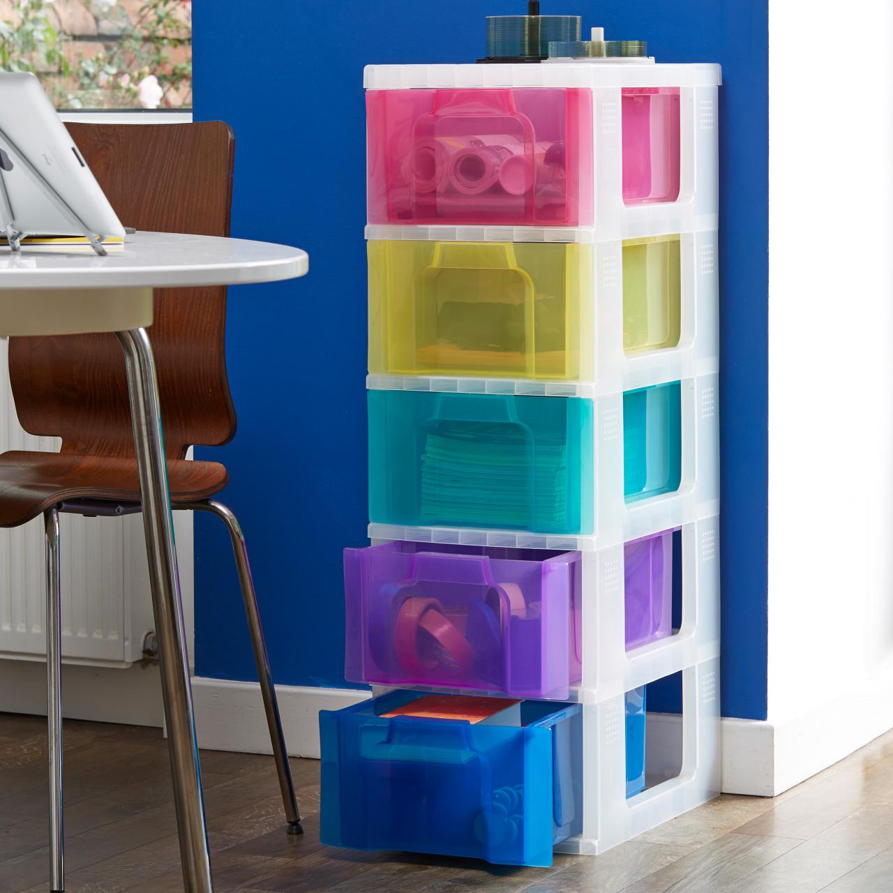 Rangement plastique tiroirs tower roulettes meuble dividers bins