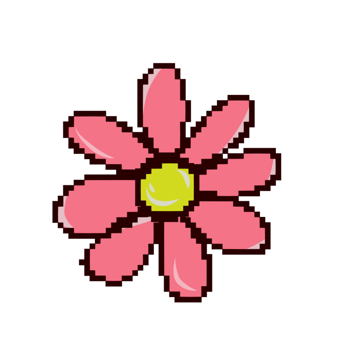 Dessin pixel rose