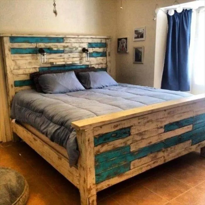 Bed pallet frame wooden inexpensive pallets beds made make headboard instructions