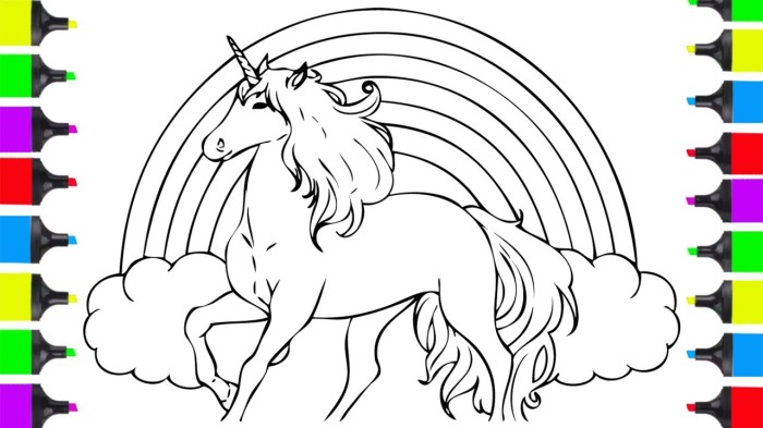 Dessin arc en ciel licorne