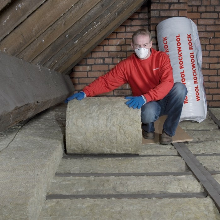 Rockwool insulation loft 100mm roll wool perforated twin pack 6m2 roof mineral ceiling