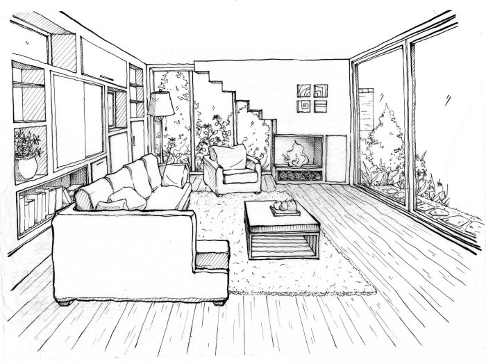 Coloriage maison interieur