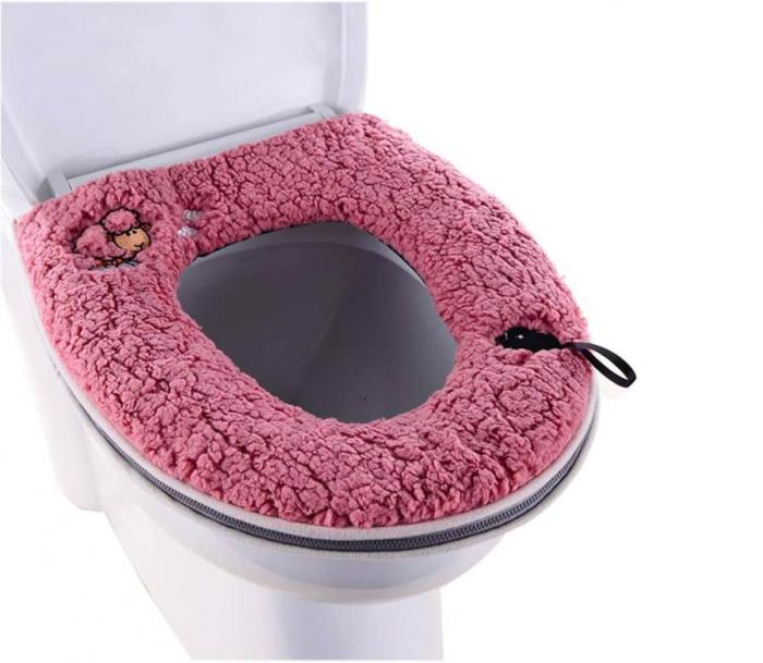 Toilet seat cover lid warmer washable closestool cloth covers pad soft bathroom top