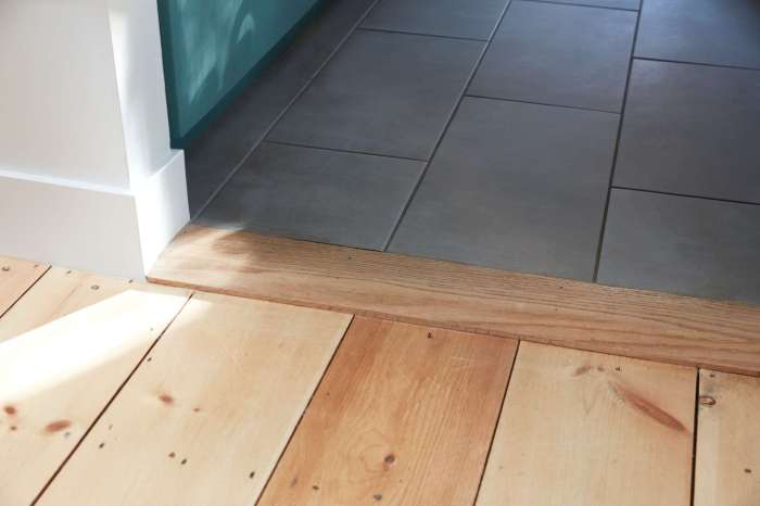 Threshold parquet flooring