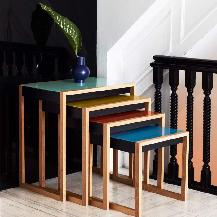 Nesting tables wood set reclaimed allegheny plowhearth