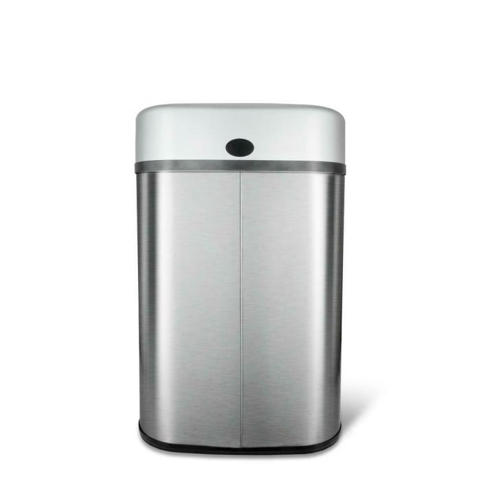 Trash recycling bin cans dual stainless compartment recycle steel bins kitchen touchless automatic garbage gallon ideas itouchless banquette sensor dining