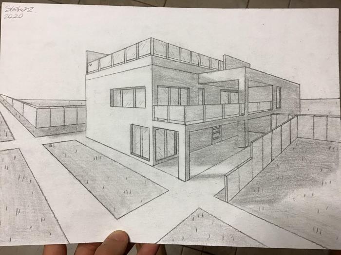 Drawing perspective architectural house building modern point sketch architecture simple drawings sketches draw model two homes dream getdrawings paintingvalley layout