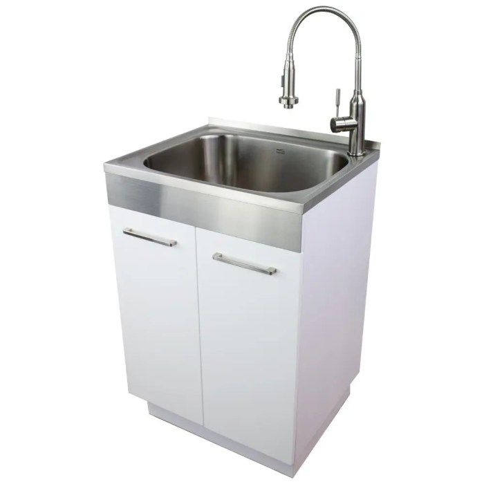 Utility sink laundry cabinet stainless steel faucet white 2420 ws wood sinks tcam depot transolid tca homedepot share