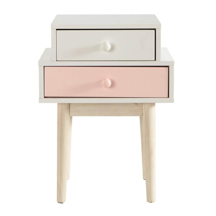 Bedside pink table white blush