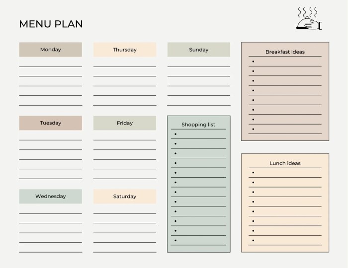 Planning menu de la semaine a imprimer